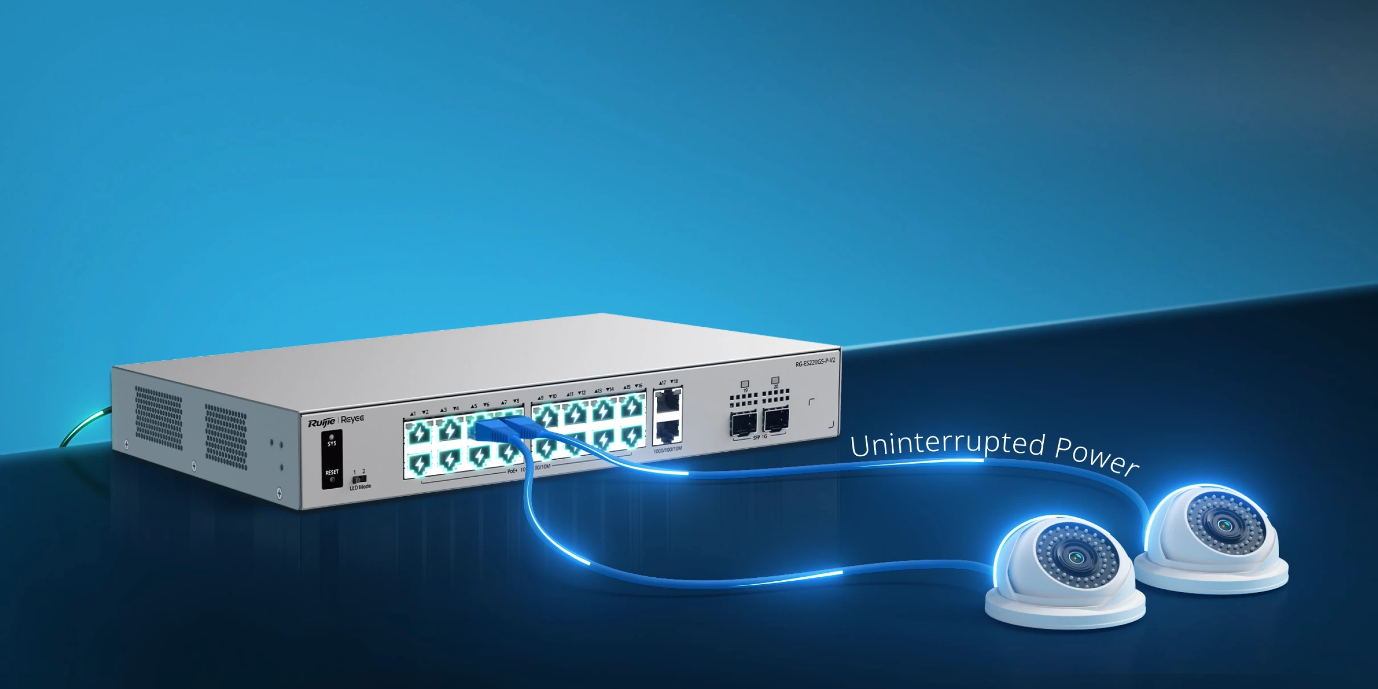 RG-ES220GS-P-V2, 20-Port Gigabit Smart Cloud-Managed PoE Switch